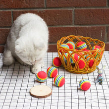 Load image into Gallery viewer, 3.5cm Rainbow EVA Interactive Cat Toy Non-toxic Durable Chewing Brushing Training Toy Ball High-quality Training Pet Supplies
